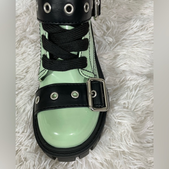 💔SOLD💔CURRENT MOOD Artistic Anarchist Tall Knee High Buckle Combat Boots Green 8 - Picture 6 of 13
